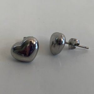 Stainless Steel Heart Puff Earrings - New!